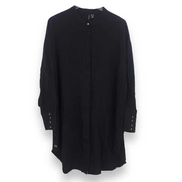 Vero Moda Giada Long Shirt Plus 16 Button Front Long Sleeve Tunic Black NWT - Picture 2 of 12
